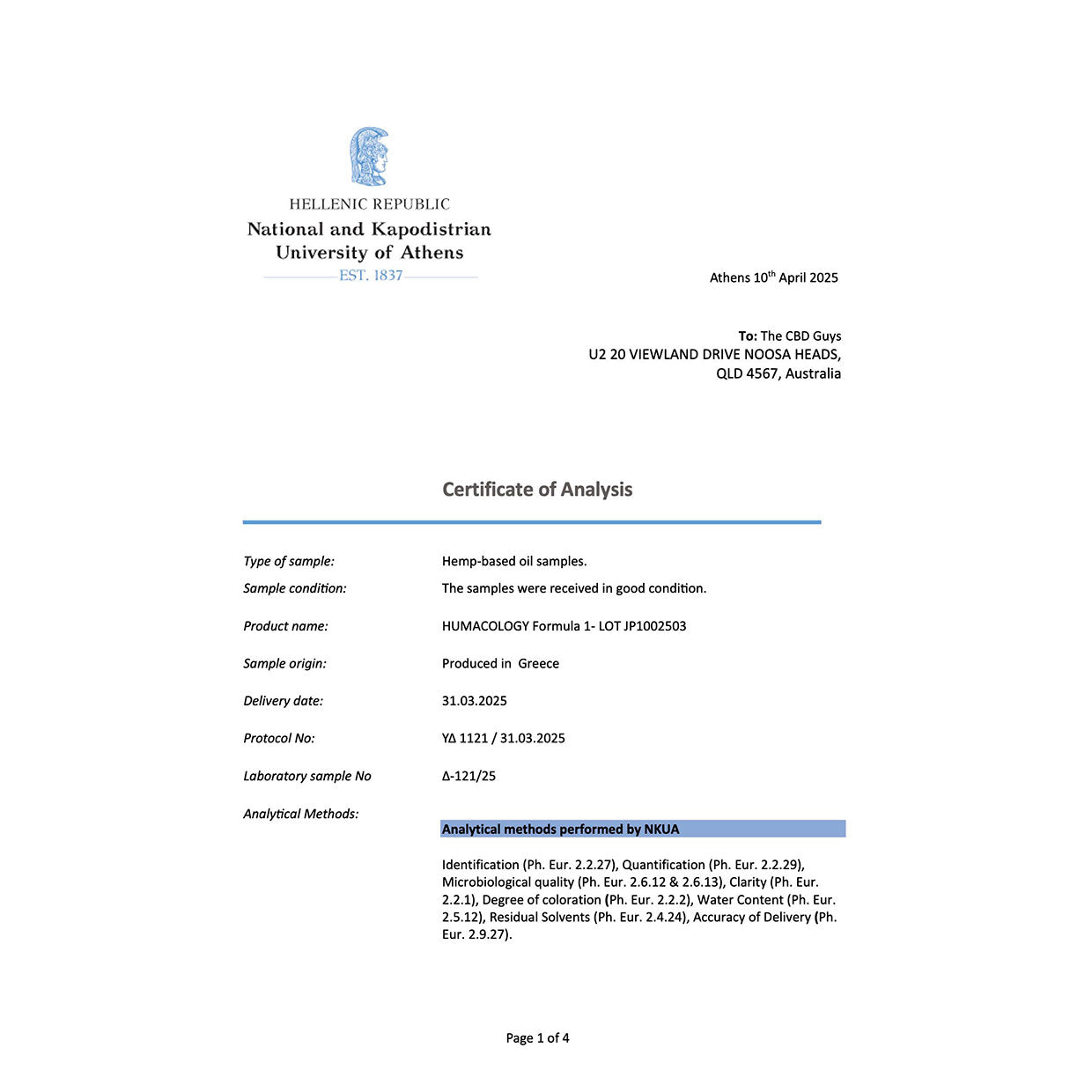Formula No.1 – HUMACOLOGY CBD